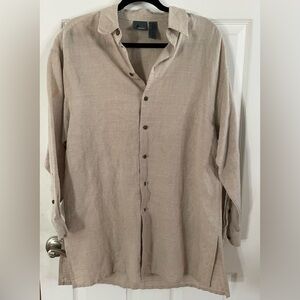 Liz Claiborne Beige Button-Up Blouse